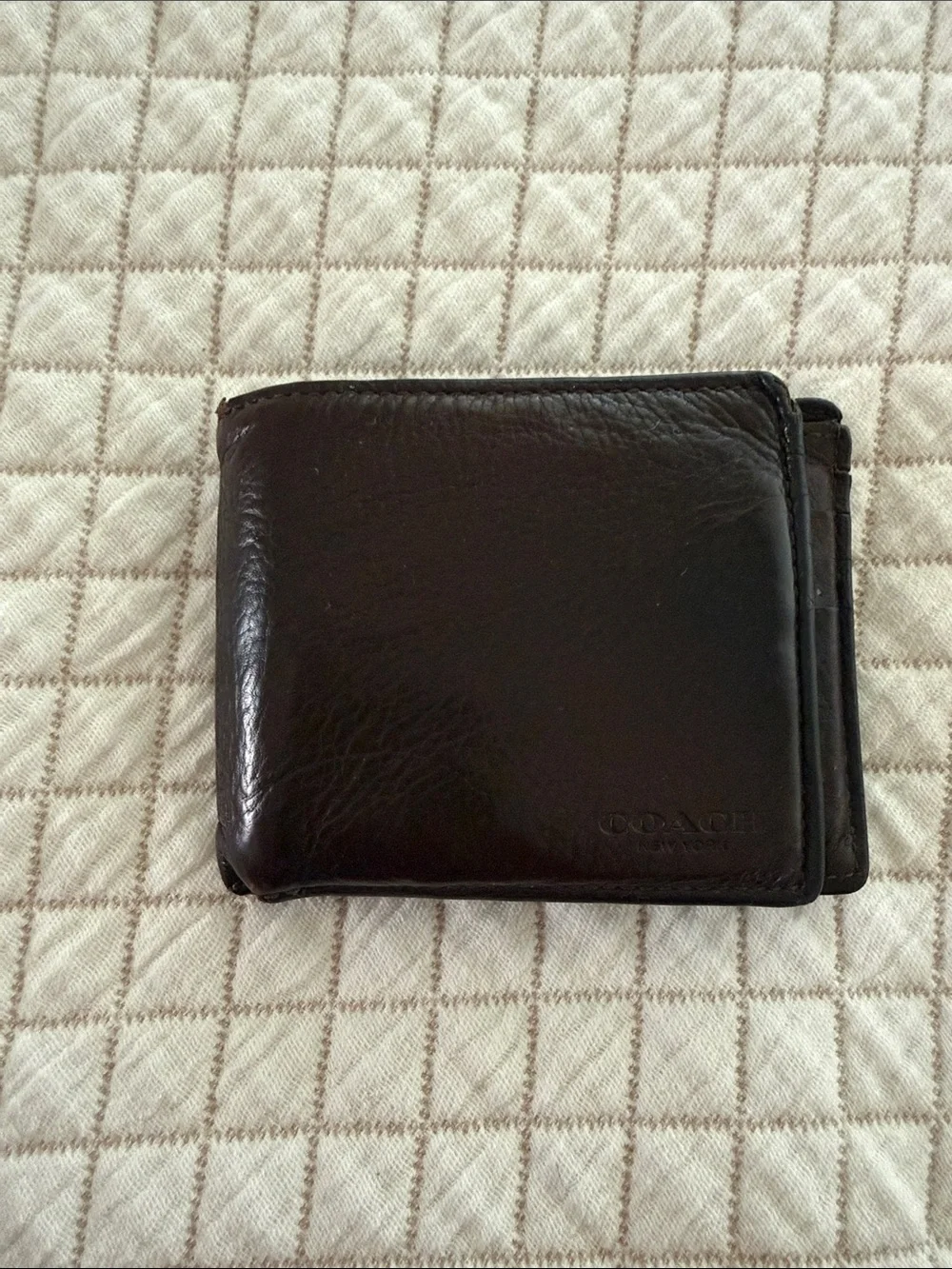Coach Men's Dark Brown Leather Money Clip Wallet